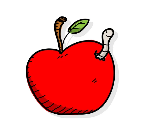 苹果蠕虫矢量 — 图库矢量图片