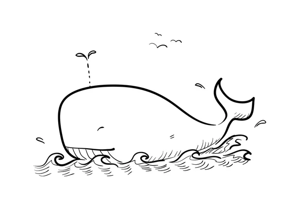 Ballena Doodle ilustración — Archivo Imágenes Vectoriales