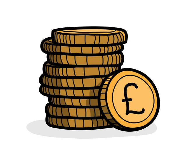 Stack av mynt (pund Sterling) — Stock vektor
