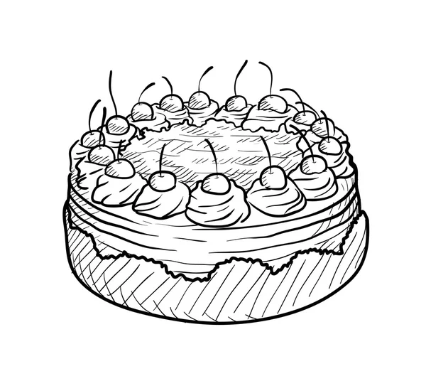 Kiraz kek doodle — Stok Vektör