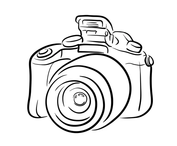 DSLR Camera Line Art — Stock Vector