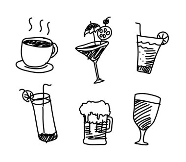 İçecek Doodle simgeler