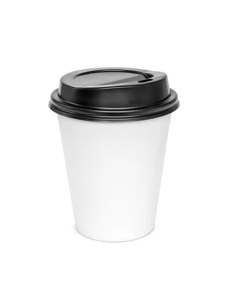 Copo de café quente em branco isolado no fundo branco — Fotografia de Stock