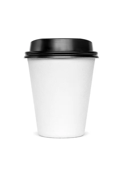 Copo de café quente em branco isolado no fundo branco — Fotografia de Stock