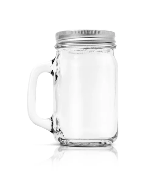 Clear glass bottle with aluminum cap isolated on white backgroun — Stock Photo, Image