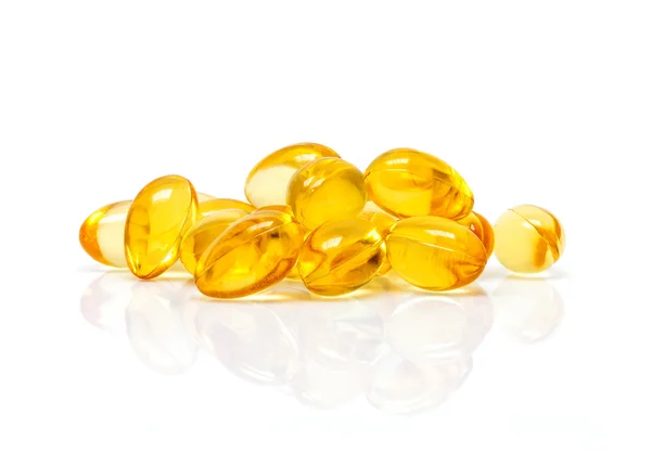 Fish oil capsules isolated on white background — Stock Photo, Image