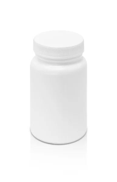 Beyaz arka plan üzerinde izole boş ambalaj ek ürün şişe — Stok fotoğraf
