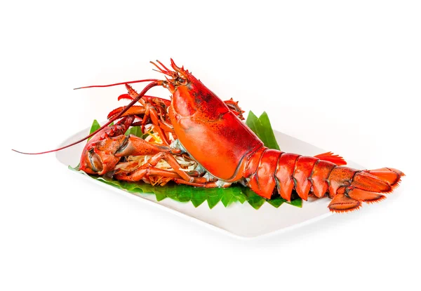 Steamed lobster chinese luxury seafood isolated on white background Stock Photo