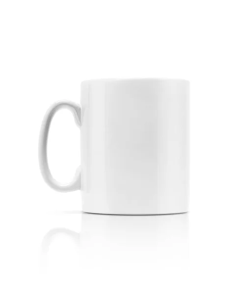 白色陶瓷杯，白色背景隔离 — 图库照片
