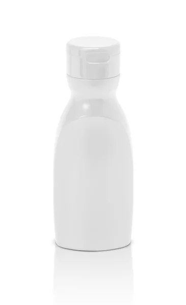 Garrafa de molho ketchup embalagem em branco isolado no fundo branco — Fotografia de Stock