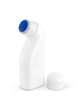 Boş ambalaj beyaz plastik şişe merhem ürün tasarımı için maket beyaz arka planda kırpma yolu ile izole