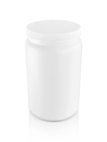 Blanco Verpakking Witte Plastic Fles Voor Wei Eiwit Supplement Product — Stockfoto