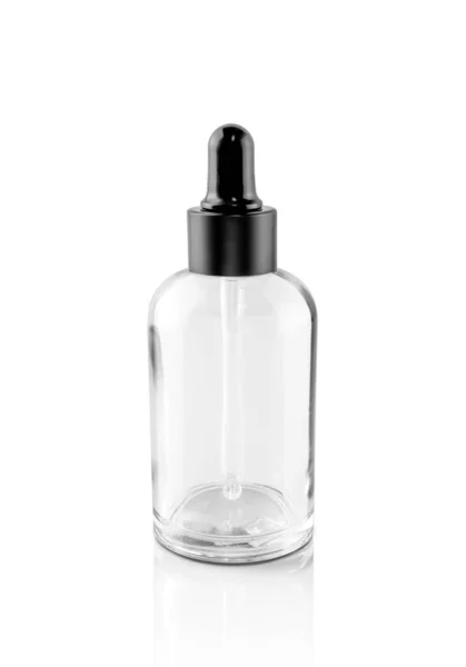 Blank Packaging Transparent Glass Dropper Serum Bottle Isolated White Background — Stock Photo, Image