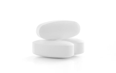 beyaz arka planda izole edilmiş kırpma yolu ile sağlık için ilave tabletler