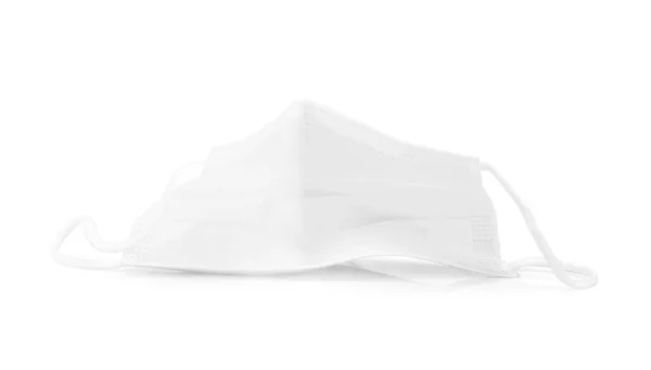 Usato Bianco Maschera Protettiva Medica Isolata Sfondo Bianco Con Percorso — Foto Stock
