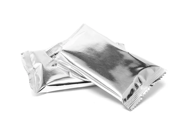 Blank snack foil packaging isolated on white background — Stock Photo, Image
