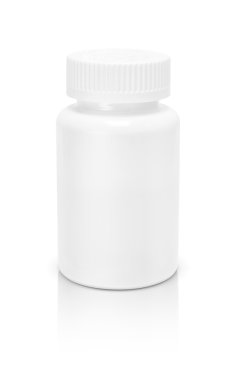 Beyaz arka plan üzerinde izole boş ambalaj ek ürün şişe