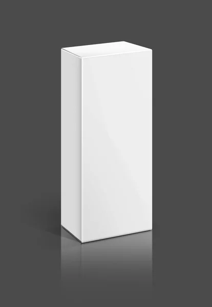 Boş ambalaj beyaz kağıt kutusu gri arka plan üzerinde izole — Stok fotoğraf