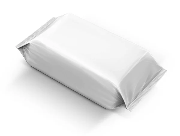 Saco de toalhetes de papel de embalagem em branco isolado no fundo branco — Fotografia de Stock