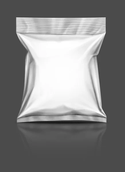 灰色的背景上孤立的空白包装零食袋 — 图库照片