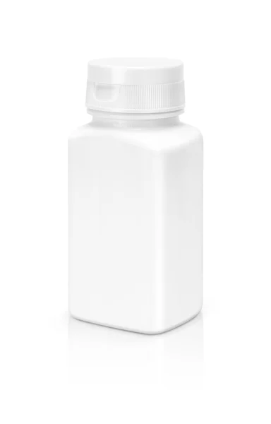 Пустые упаковки дополнения бутылку продукта изолированы на белом фоне — стоковое фото