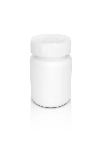 Порожня упаковка додаткової пляшки продукту ізольована на білому тлі — стокове фото