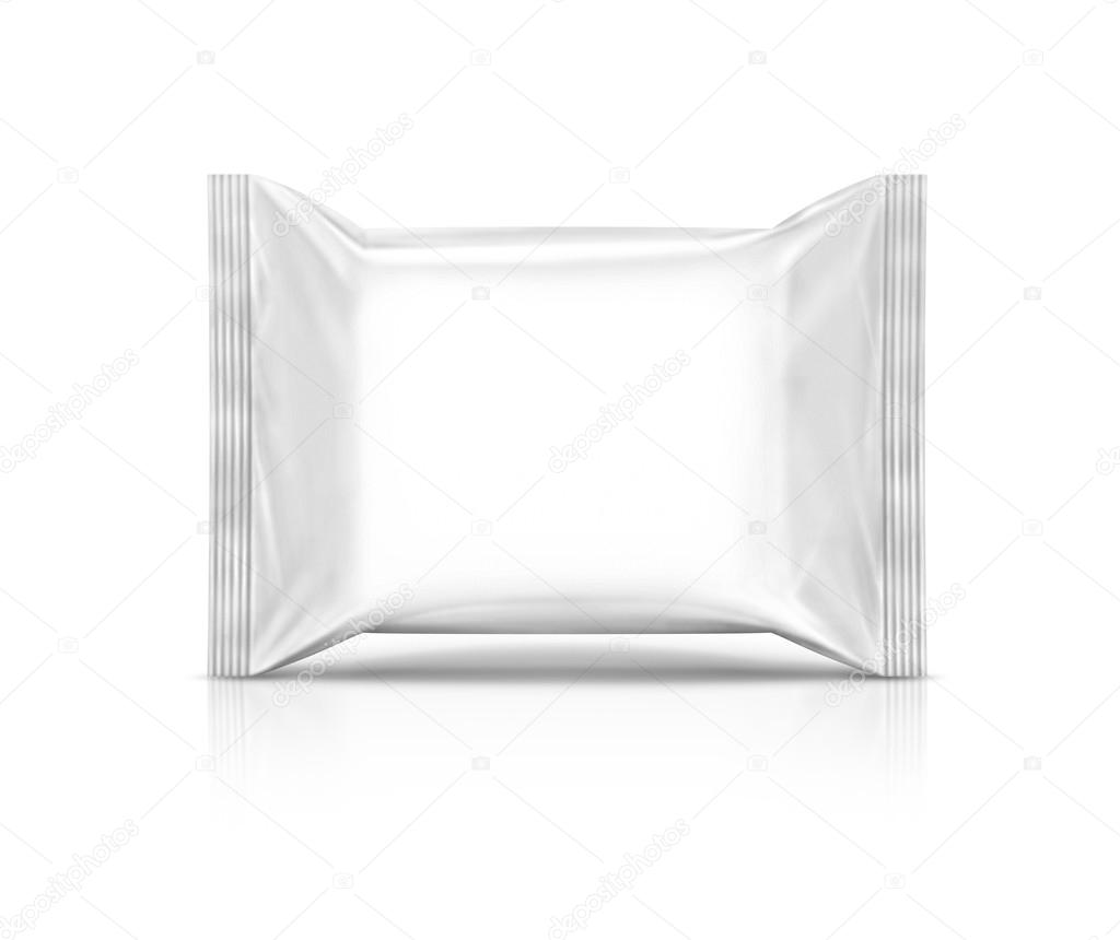 blank packaging paper wipes pouch isolated on white background