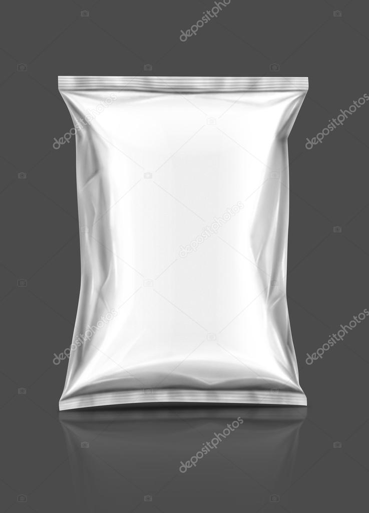 blank packaging snack pouch isolated on gray background