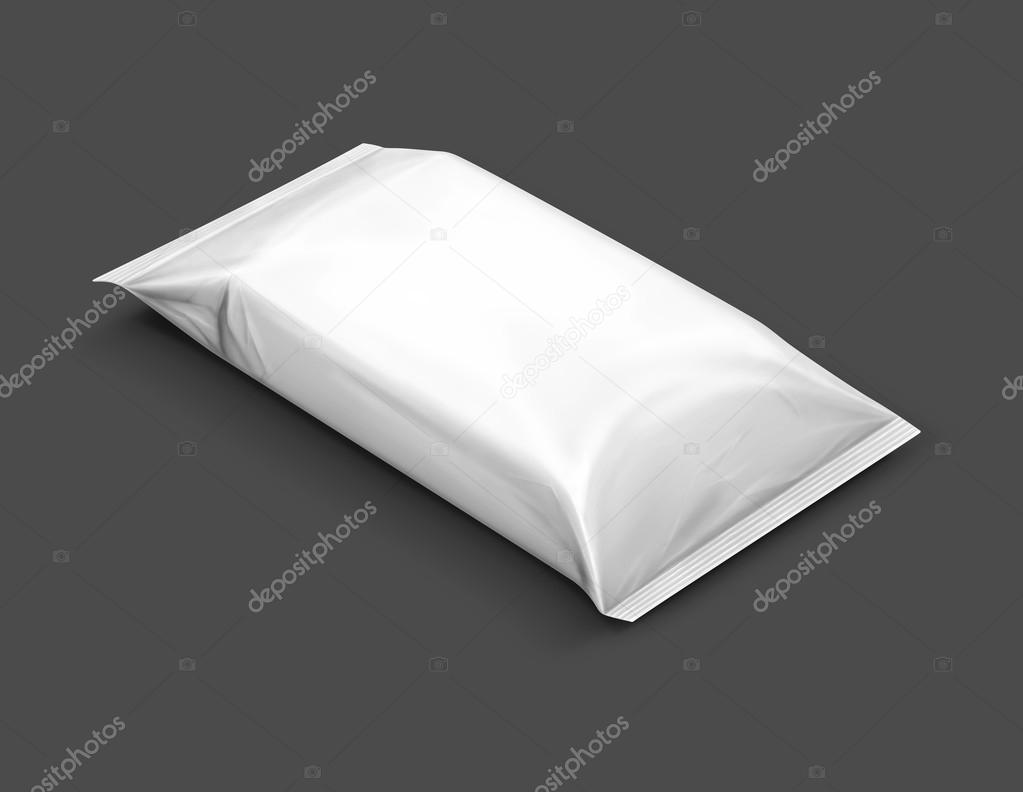 blank packaging paper wipes pouch isolated on gray background