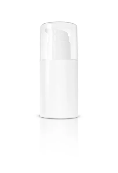 Bottiglia cosmetica imballaggio vuoto isolato su sfondo bianco — Foto Stock