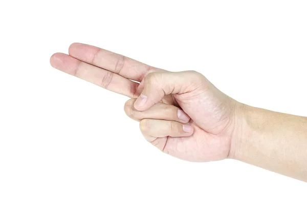 Mão com sinal de tiro isolado em fundo branco — Fotografia de Stock
