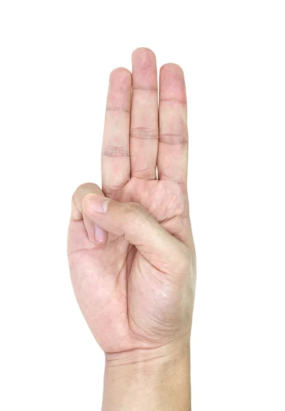 Hand with promise sign isolated in white background — Stock Photo, Image