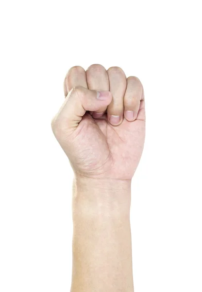Levantar a mão isolada no fundo branco — Fotografia de Stock