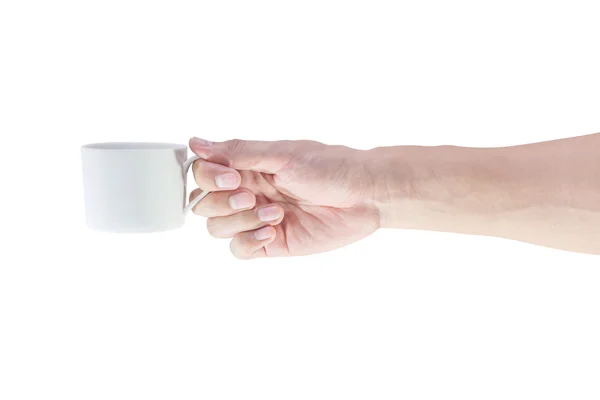 Hand with a coffee cup isolated in white background Stock Picture