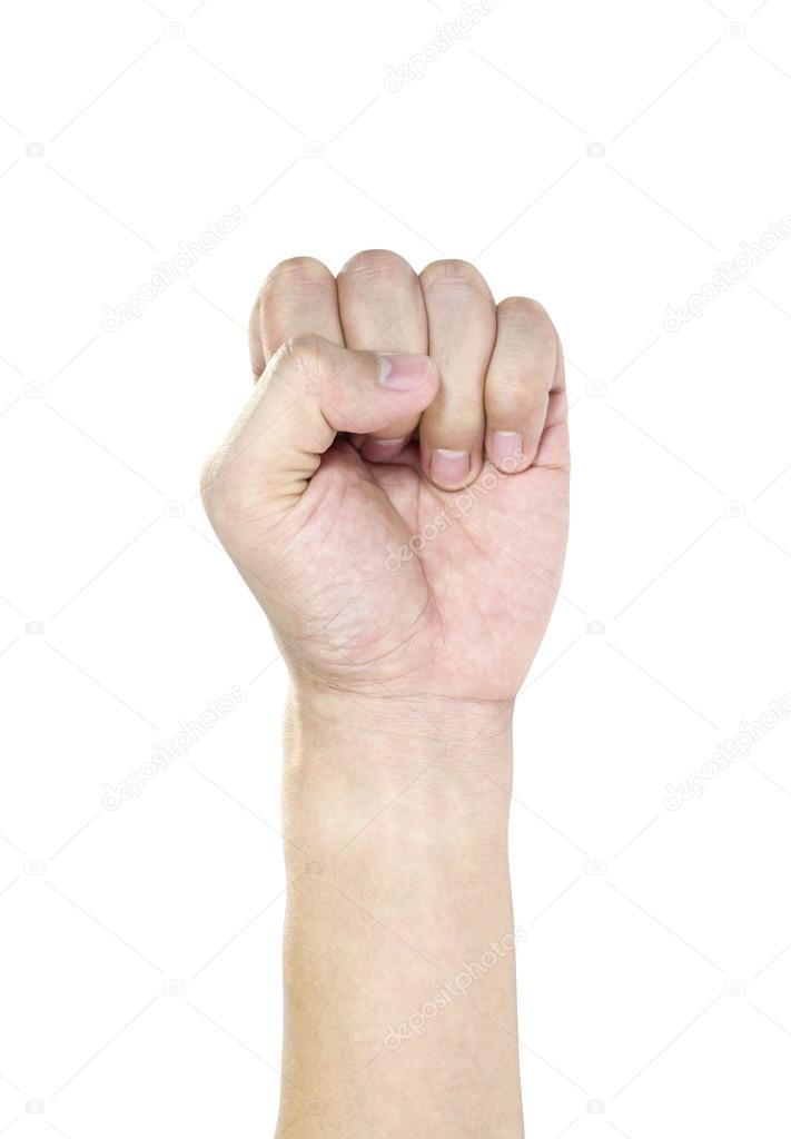 raise up hand isolated on white background