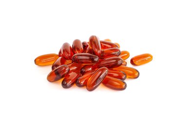 Beyaz arka plan üzerinde izole lesitin ek ürün kapsül