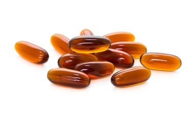 Beyaz arka plan üzerinde izole lesitin ek ürün kapsül