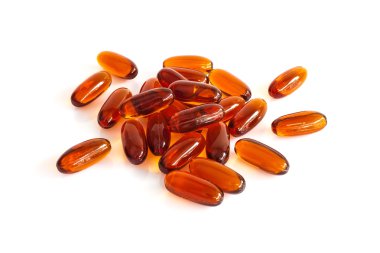 Beyaz arka plan üzerinde izole lesitin ek ürün kapsül