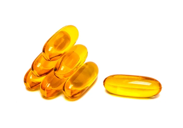 Fish oil supplement product capsules isolated on white background — Stock Photo, Image