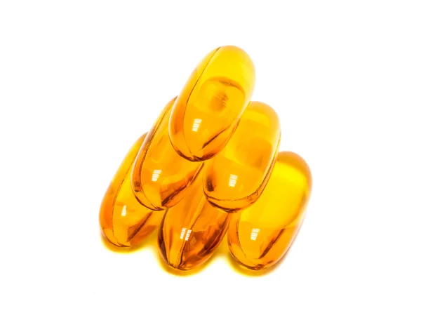 Fish oil supplement product capsules isolated on white background — Stock Photo, Image