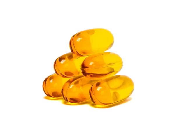 Fish oil supplement product capsules isolated on white background — Stock Photo, Image