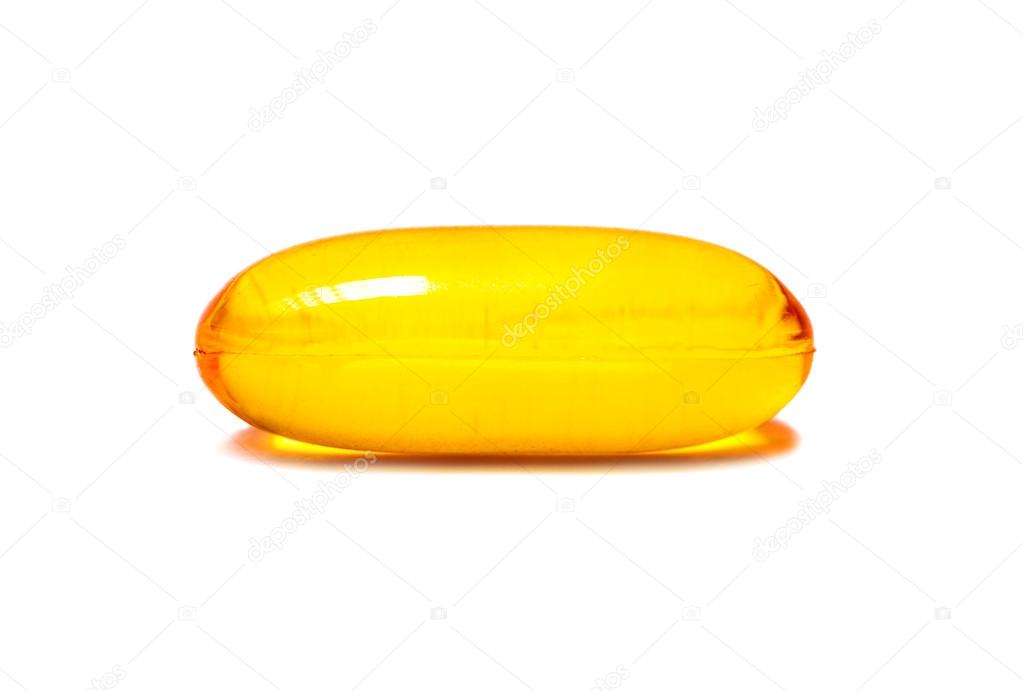 Fish oil capsule isolated on white background