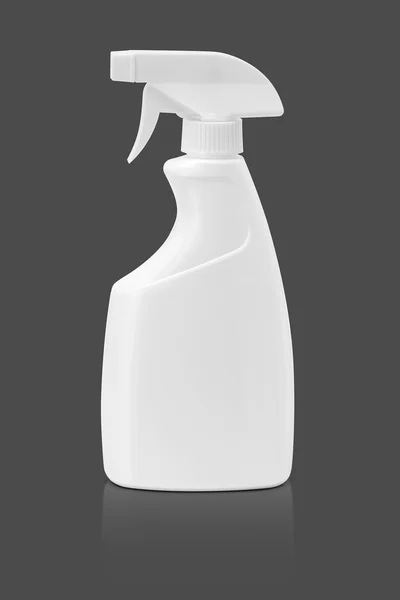 Blank packaging spray bottle isolated on gray background — Stock Photo, Image