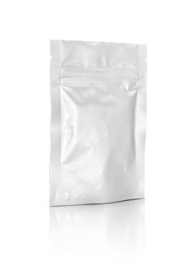 blank packaging foil zipper pouch isolated on white background