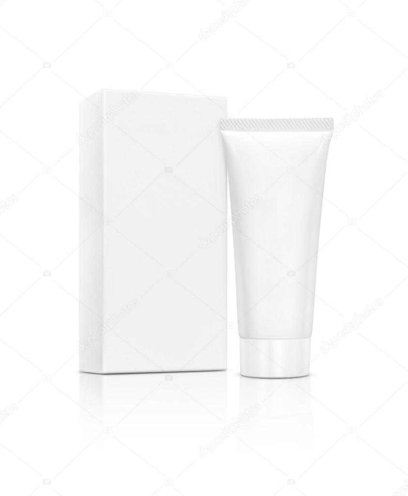 blank packaging cosmetic tube with box isolated on white background
