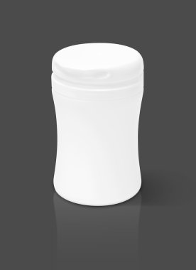 Gri arka plan üzerinde izole boş ambalaj ek ürün şişe