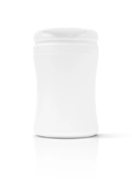 Garrafa de produto de suplemento de embalagem em branco isolado em fundo branco — Fotografia de Stock