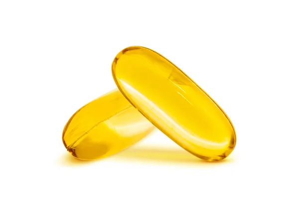 Fish oil supplement capsule isolated on white background — Stock Photo, Image