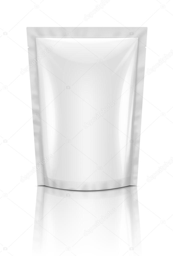 Blank packaging snack pouch isolated on white background