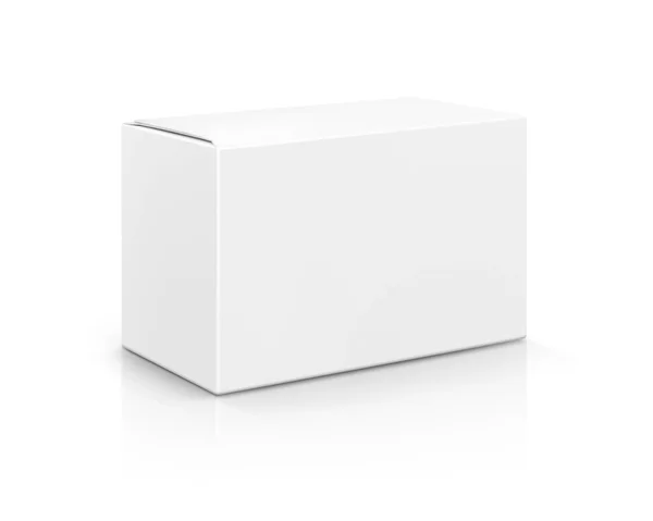 Beyaz arka plan üzerinde izole boş ambalaj beyaz karton kutu — Stok fotoğraf